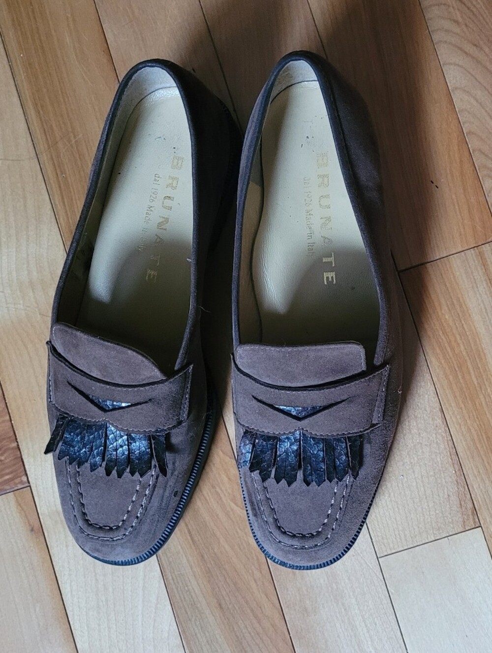 Brunate Brown Suede Fringe Loafers